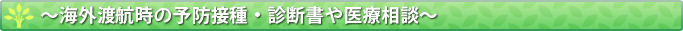 ～海外渡航時の予防接種・診断書や医療相談～